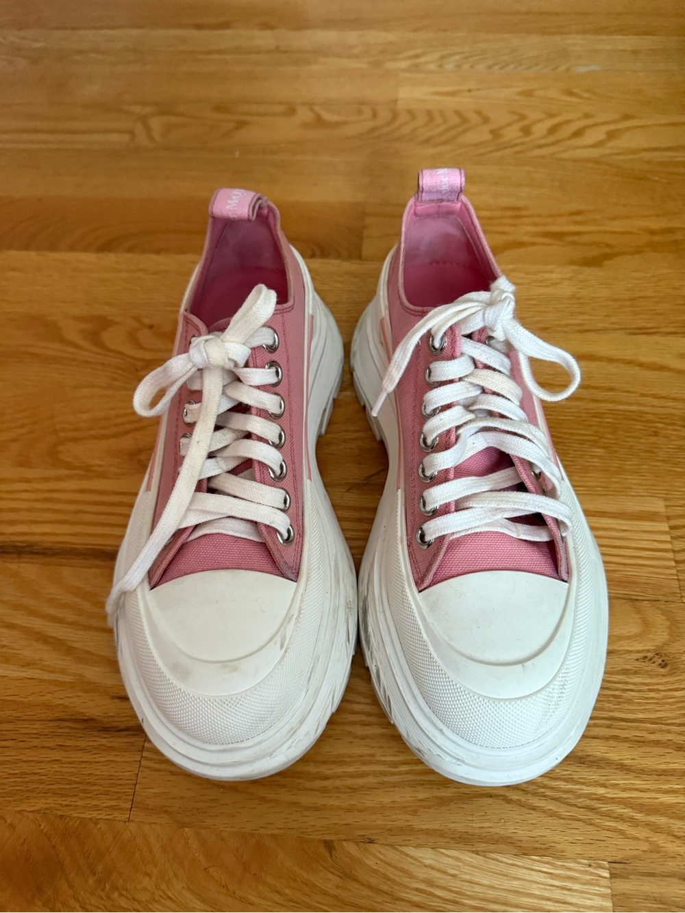 Alexander McQueen Pink and White Platform Sneakers